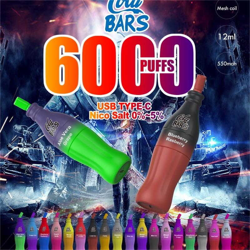 Le cola barre le dispositif jetable de Vape de 6000 souffles